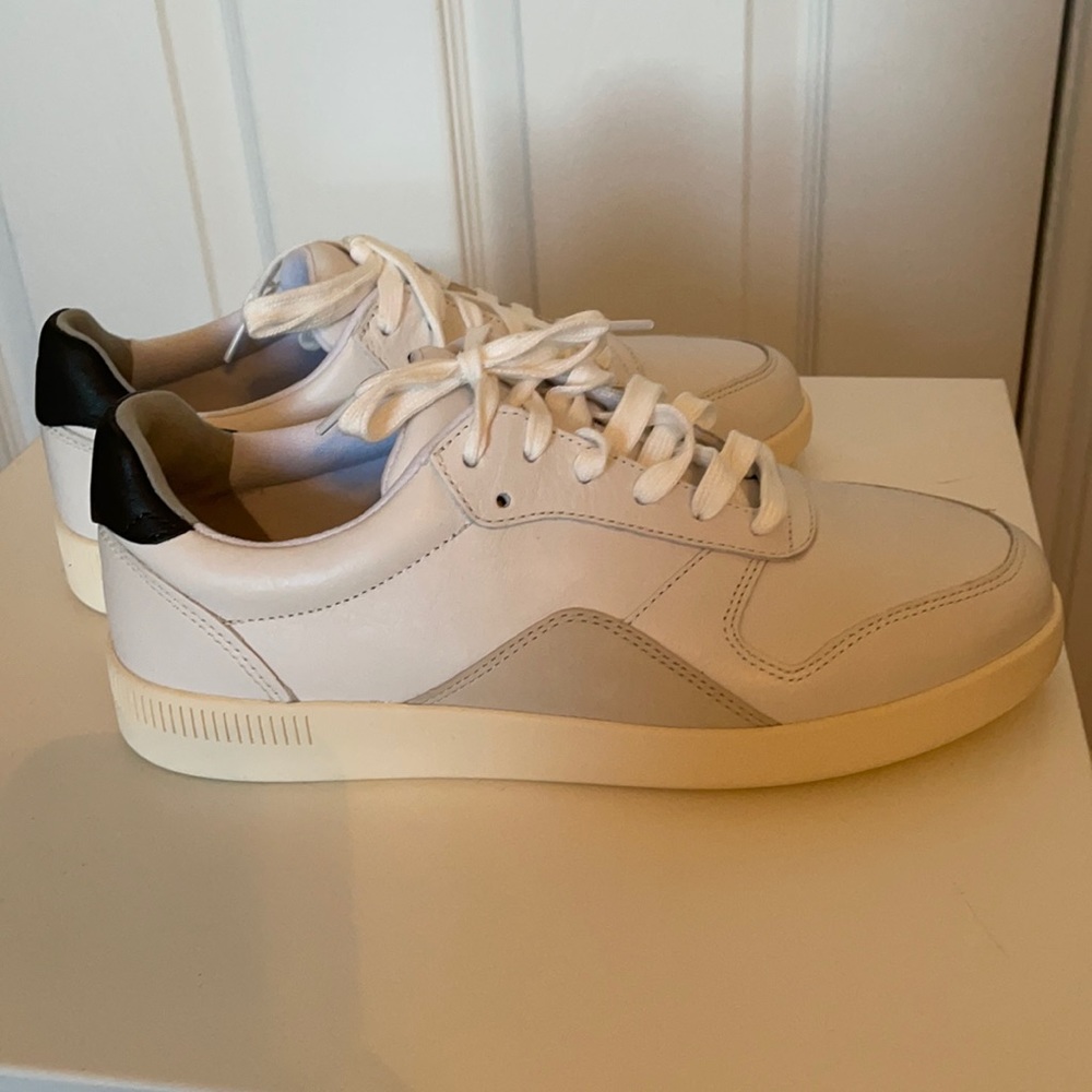 Everlane Court Sneaker in White/Forest